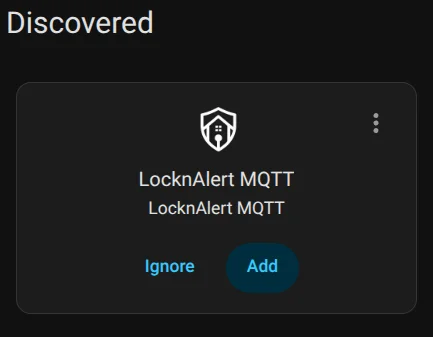 The discovered LocknAlert bridge in Home Assistant