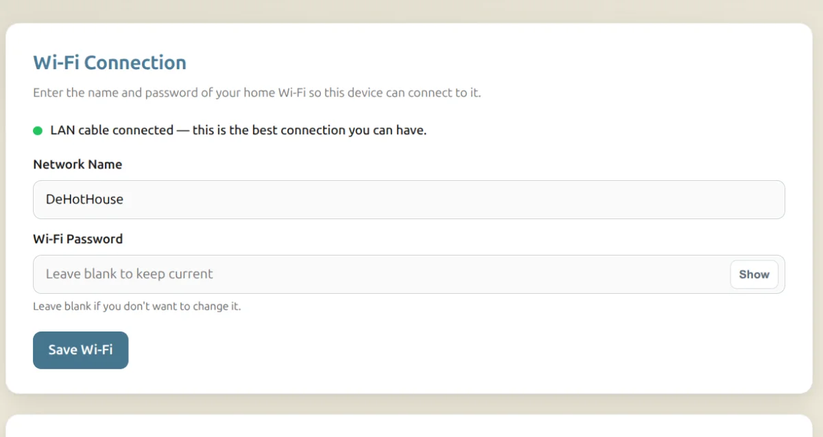 The Wi-Fi setup page shown when connected to the LocknAlert-Setup network